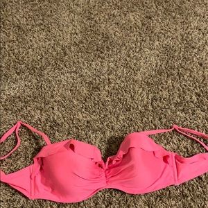 Hot pink ruffle bandu bikini top